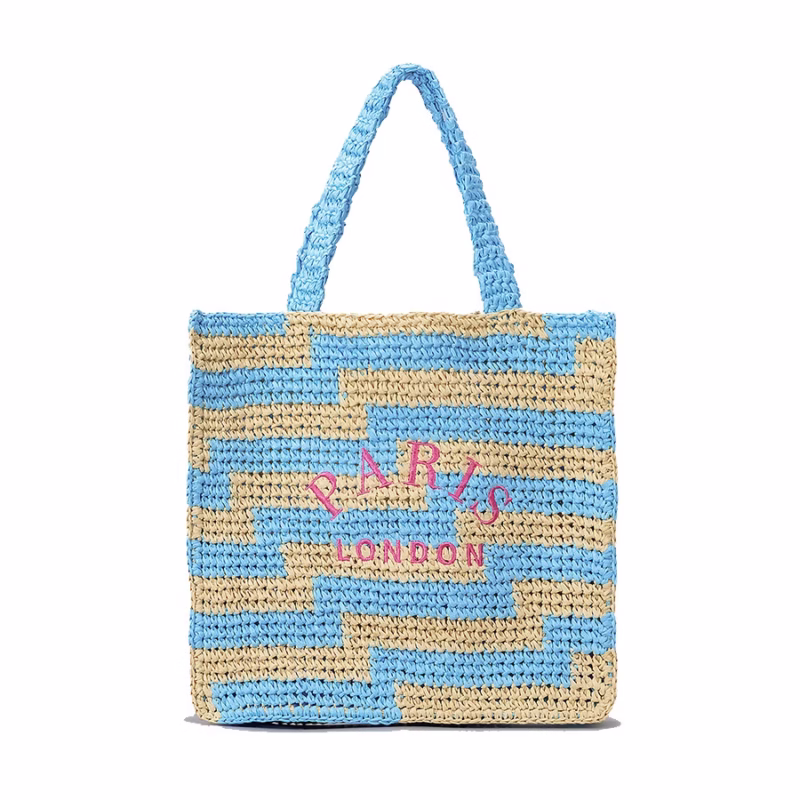 Hand-embroidered letter woven bag women's niche color contrast paper shoulder bag hand-carrying summer seaside vacation handbag - Image 4