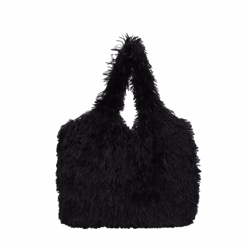 Foreign trade cute long plush tote bag 2023 new fashion autumn and winter personality large-capacity one-shoulder armpit women's bag - Image 4