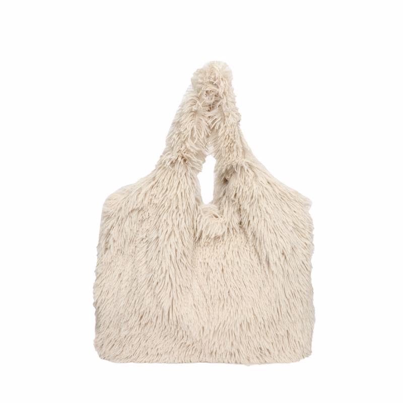 Foreign trade cute long plush tote bag 2023 new fashion autumn and winter personality large-capacity one-shoulder armpit women's bag - Image 3
