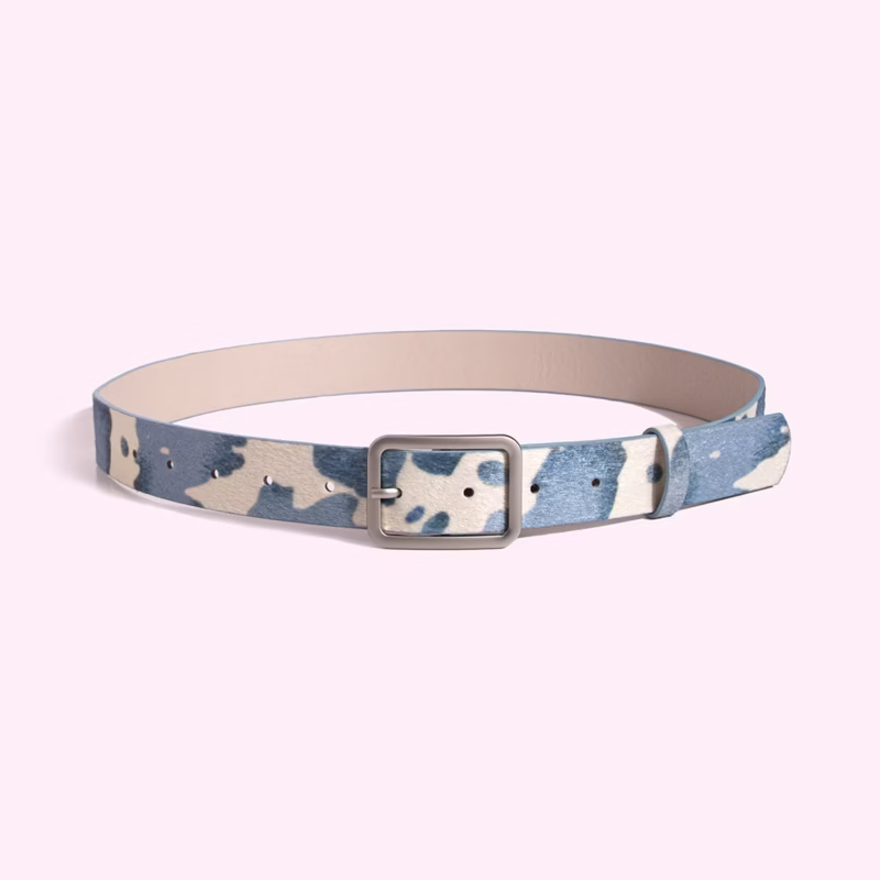 Factory direct sales spot new day buckle black and white cow pattern horsehair women's fake hair fashion cross-border PU belt - Image 11