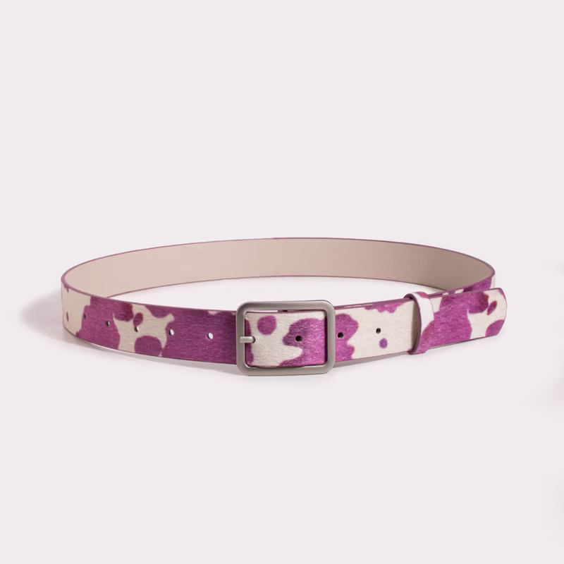 Factory direct sales spot new day buckle black and white cow pattern horsehair women's fake hair fashion cross-border PU belt - Image 8