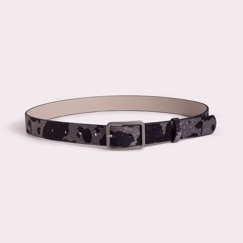 Factory direct sales spot new day buckle black and white cow pattern horsehair women's fake hair fashion cross-border PU belt - Image 16