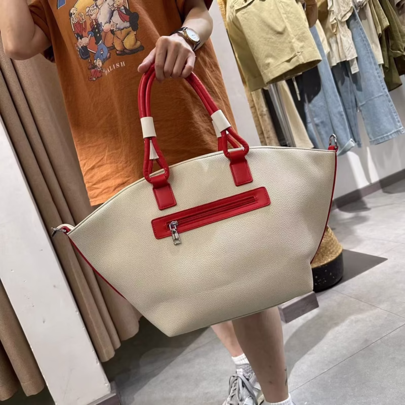 "2025 new fashion handbag European and American large capacity shoulder bag creative splicing embroidery basket bag holiday bag " - Image 5