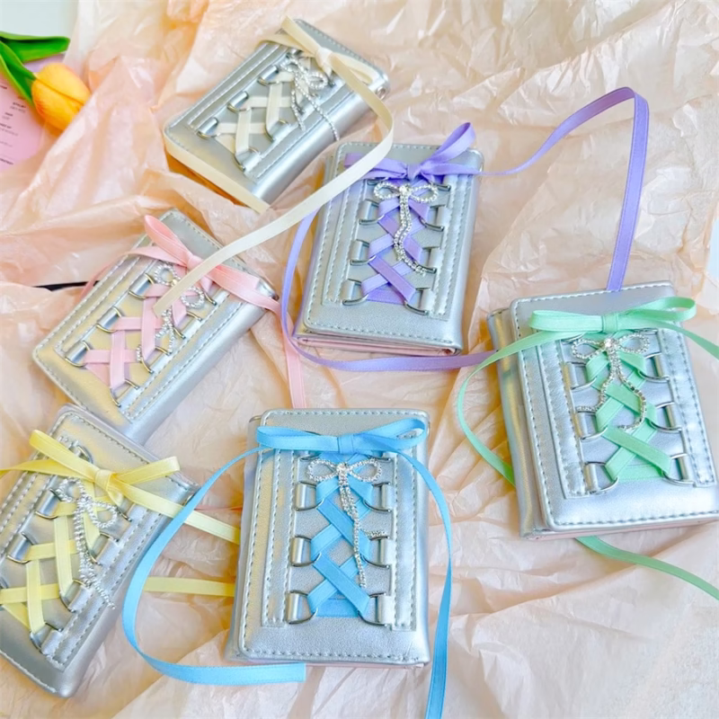 [Ballet style] Original strap wallet women's short coin purse snap button tri-fold PU card holder snap button - Image 12