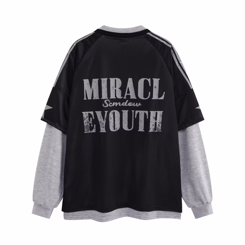 EON MODISH Men's 24 Autumn New Products Real Shot American Fashion Brand Sports Jersey Fake Two-piece Long-sleeved T-shirt - Image 5