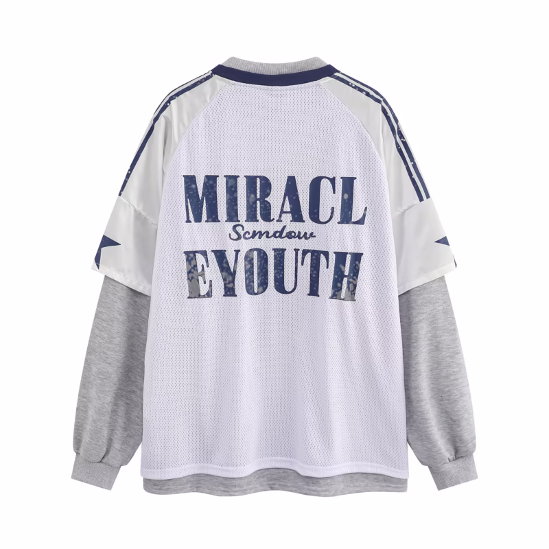 EON MODISH Men's 24 Autumn New Products Real Shot American Fashion Brand Sports Jersey Fake Two-piece Long-sleeved T-shirt - Image 4